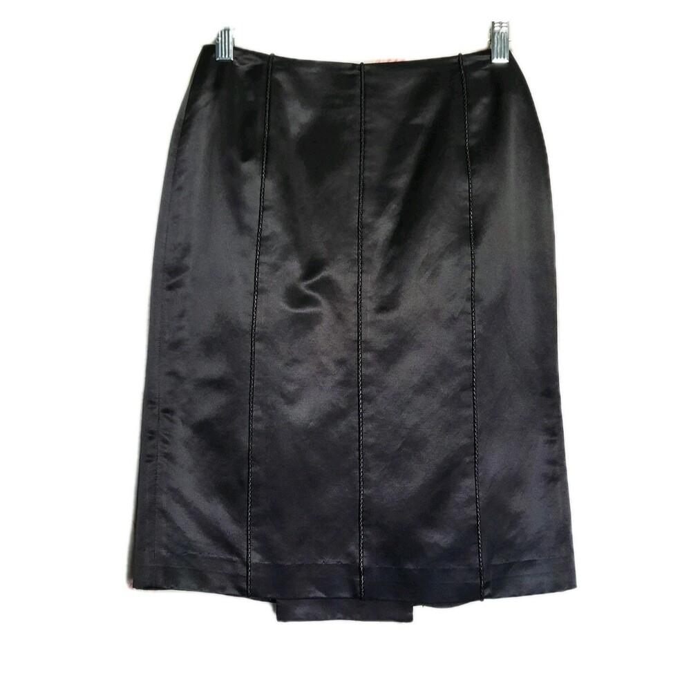 BOTTEGA VENETA Black Cotton Silk Pencil Skirt Seam Detailing Sz IT 40 / US 4/6 S